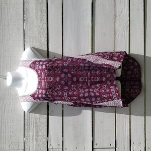 Xhilaration Sleeveless Tank Top Geometric Paisley Sheer Scoop Neck Hi Low Hem S